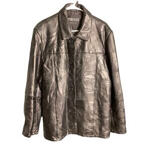 Firenze Black Genuine Leather Jacket XXL Geometric— Moto, Streetwear, Retro